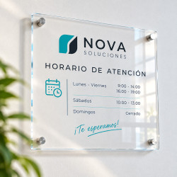 Placa de metacrilato rotulada