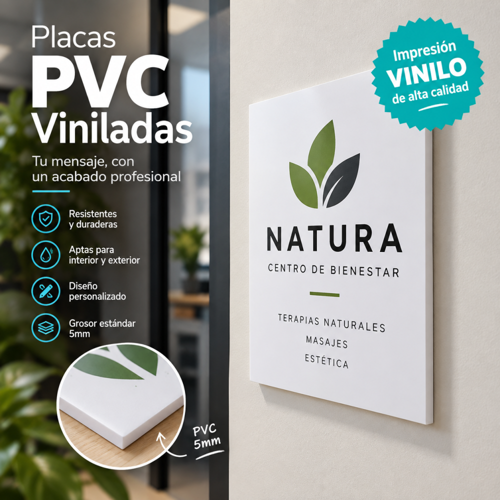 Placa de pvc rotulada