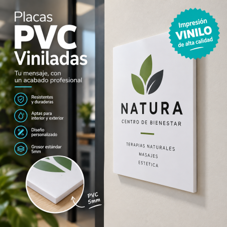 Placa de pvc rotulada