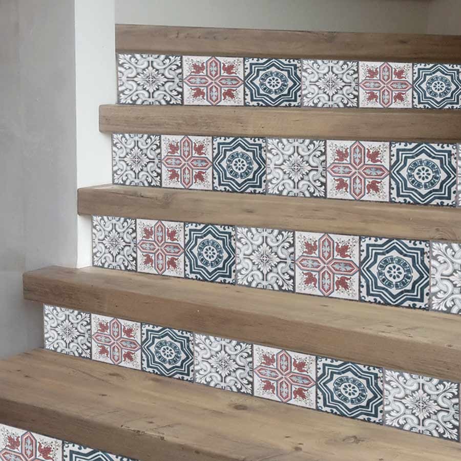 adhesivo decorativo escaleras baldosa