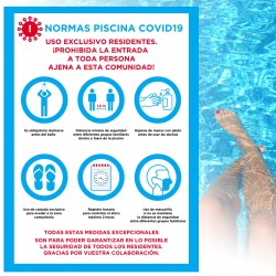 Adhesive Poster Rules Pool Covid-19