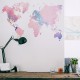 Watercolor world map pink colours