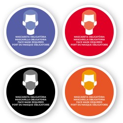 Selbstklebende Maskenpflicht in 4 Sprachen