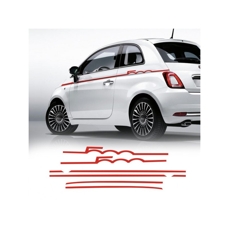 Fiat 500 SPORT visera banda fondo CARBONO Tricolor escritura