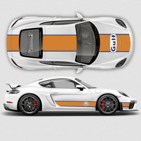 Autocollants réplique Gulf pour Porsche compatible avec Porsche Cayman / Boxster