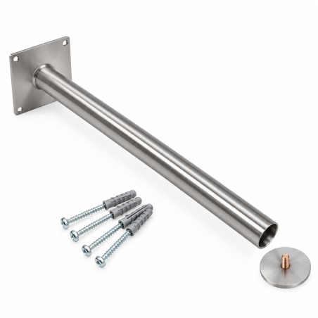 Banderola de lona para fachada con mastil de acero inoxidable