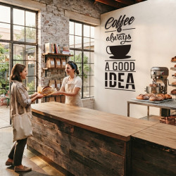 Pegatina para pared con frase positiva sobre el café