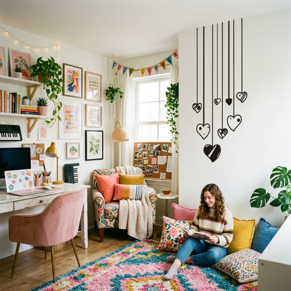 Pegatina para pared corazones