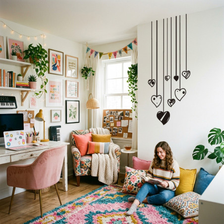 Pegatina para pared corazones