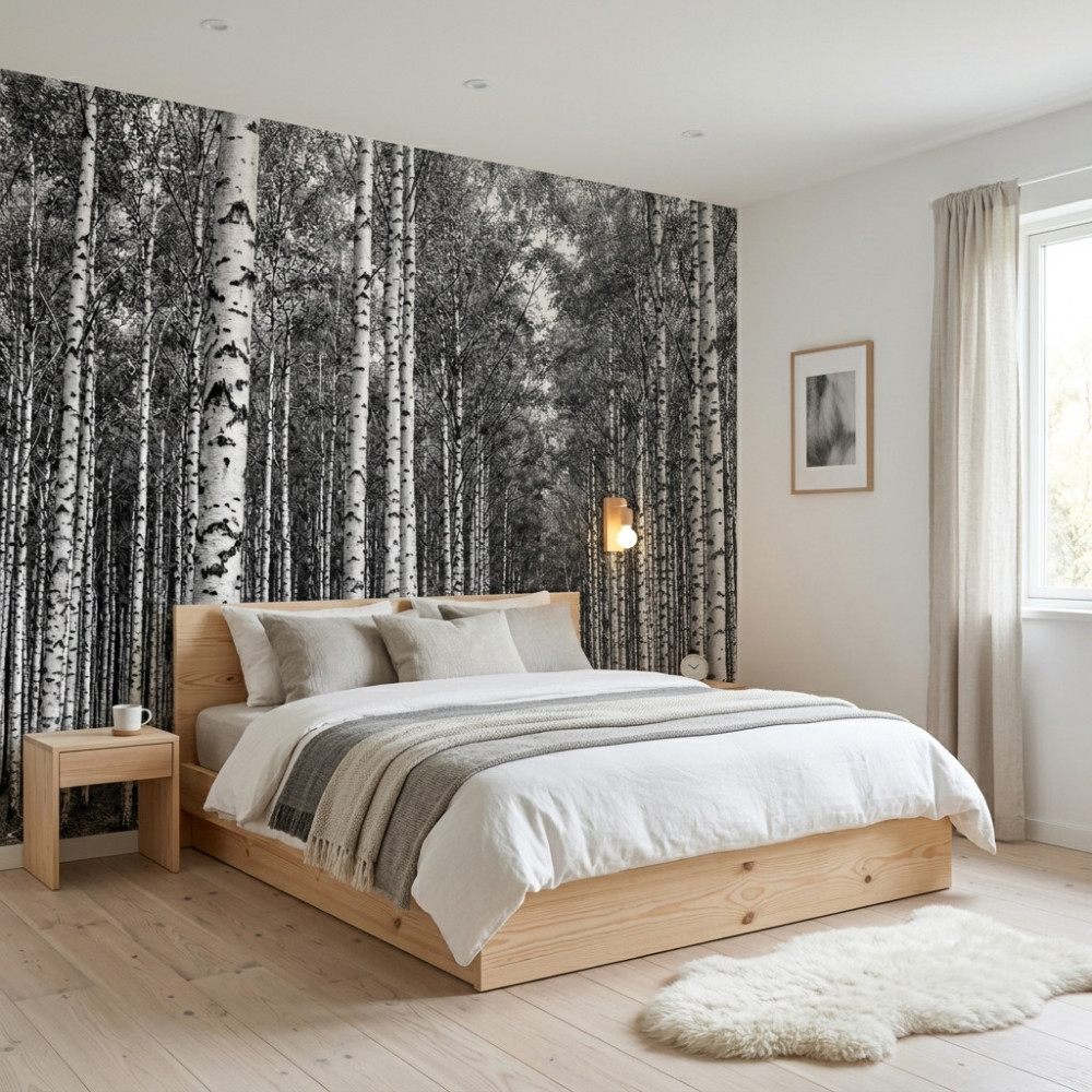poster mural forêt de bouleaux