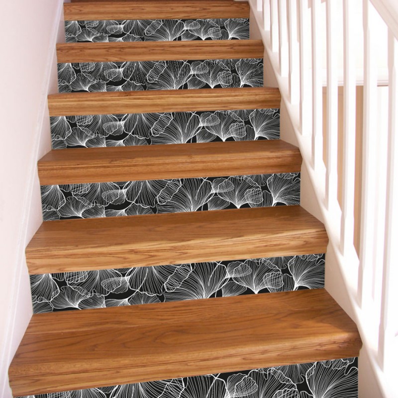 vinilo adhesivo para escalones de escalera de estilo floral moderno