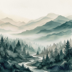Fotomural Montañas con brumas